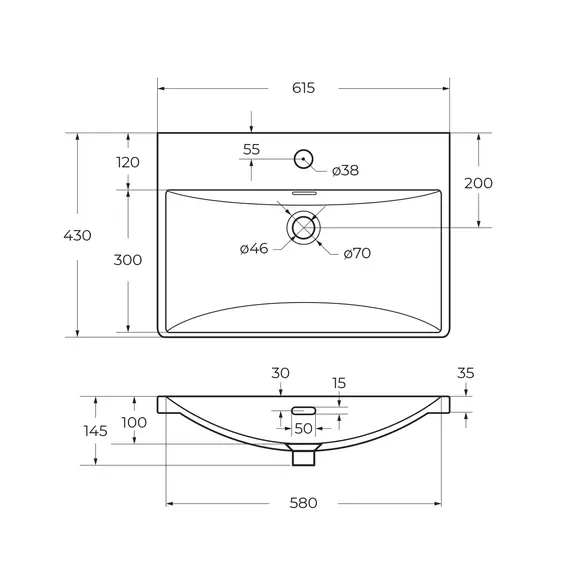Тумба с раковиной подвесная BelBagno DUE Noce