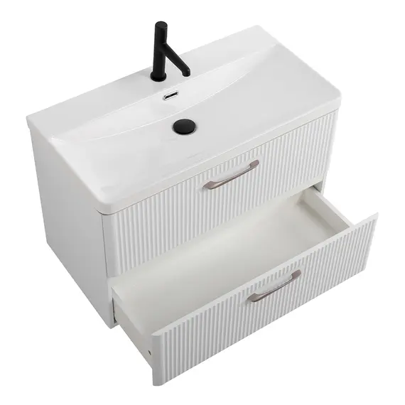 Тумба с раковиной подвесная BelBagno DUE Белый металлик