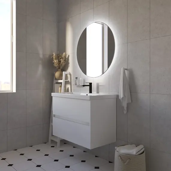 Тумба подвесная 1Marka Veil  2ящика, белая аляска