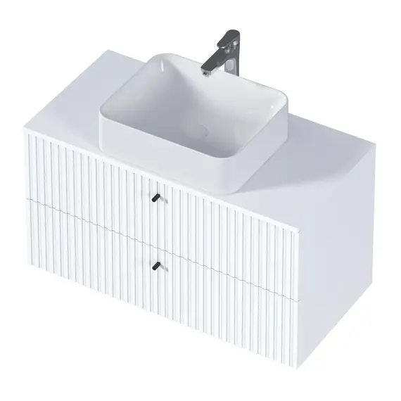 Тумба подвесная 1Marka Desire  2ящика монолит айсберг/найт/эмаль белая