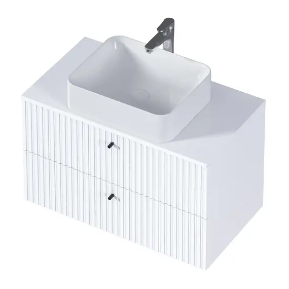 Тумба подвесная 1Marka Desire  2ящика монолит айсберг/найт/эмаль белая