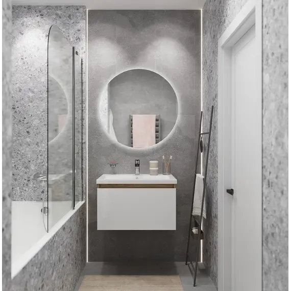 Тумба подвесная 1Marka Aris mini  1ящик, дуб вотан/белый глянец