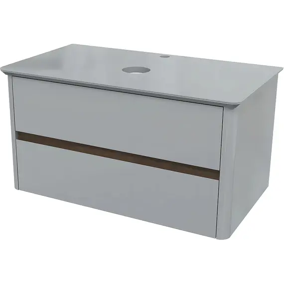 Тумба подвесная 1Marka Monro  2ящика, серый столешница/стекло