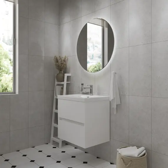 Тумба подвесная 1Marka Veil  2ящика, белая аляска