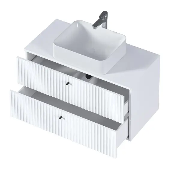 Тумба подвесная 1Marka Desire  2ящика монолит айсберг/найт/эмаль белая