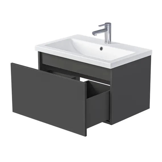 Тумба подвесная 1Marka Aris mini  1ящик, антрацит/монолит дарк