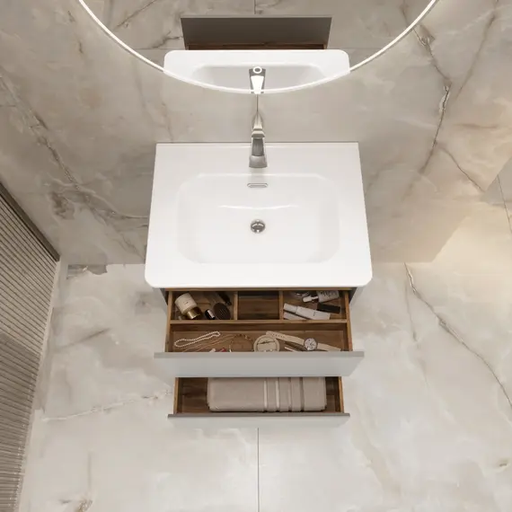 Тумба подвесная 1Marka Mona   2ящика, белый