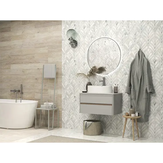 Тумба подвесная 1Marka Monro  2ящика, серый столешница/стекло