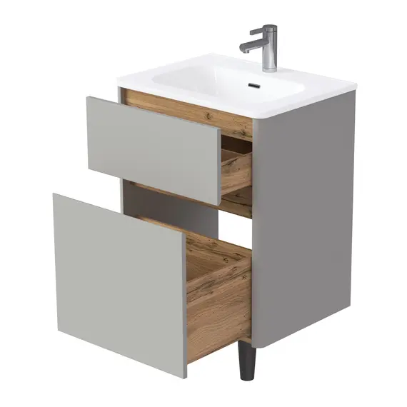 Тумба напольная 1Marka Mona  2ящика, агатовый серый