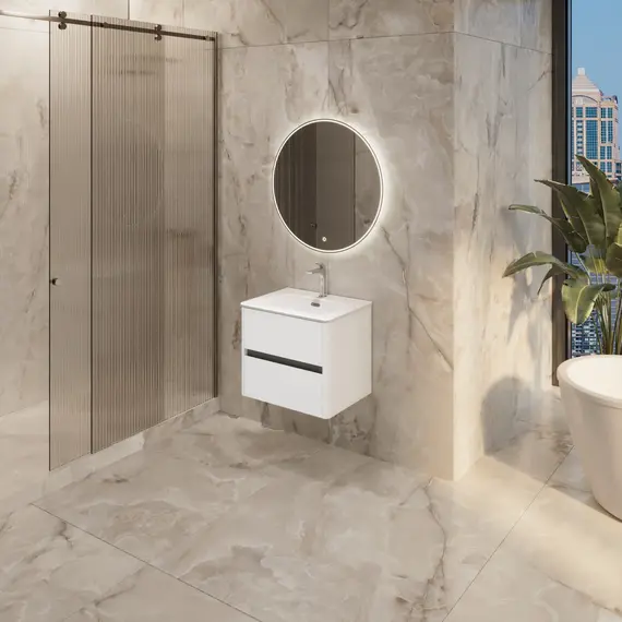 Тумба подвесная 1Marka Mona   2ящика, белый