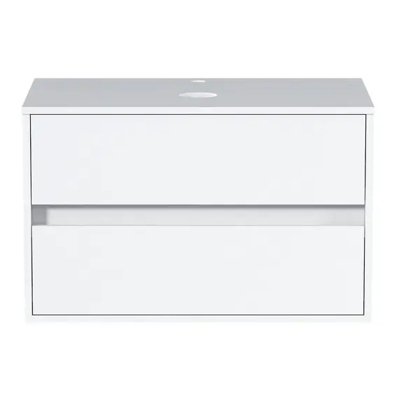Тумба подвесная 1Marka Veil  2ящика, белая аляска/ столешница белая