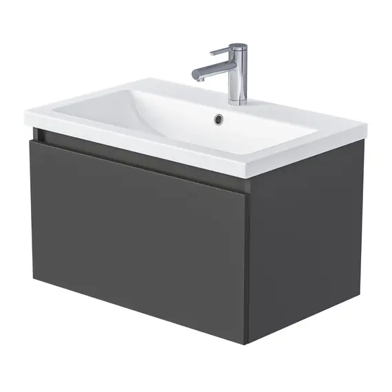 Тумба подвесная 1Marka Aris mini  1ящик, антрацит/монолит дарк