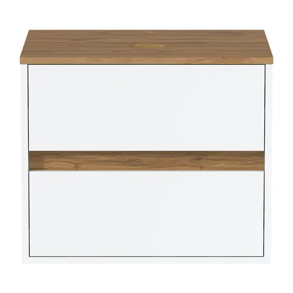 Тумба подвесная 1Marka Veil 2ящика, белая аляска/столешница дуб вотан