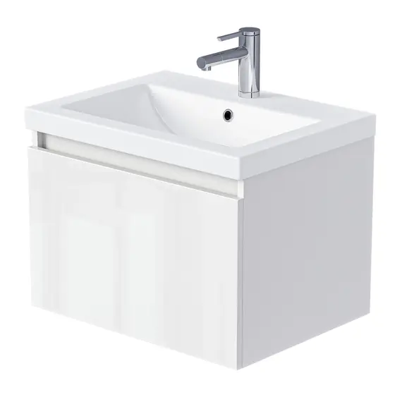 Тумба подвесная 1Marka Aris mini  1ящик, белая аляска/белый глянец