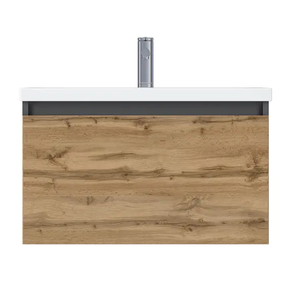 Тумба подвесная 1Marka Aris mini  1ящик, антрацит/дуб крафт золотой