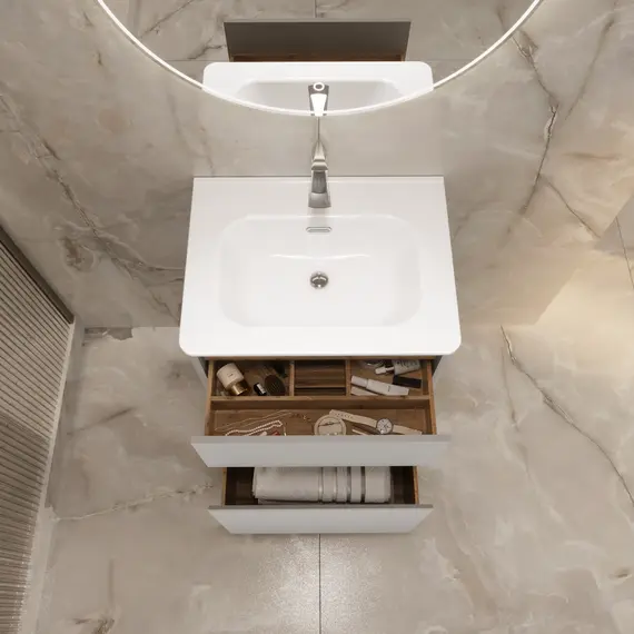 Тумба напольная 1Marka Mona  2ящика, белый