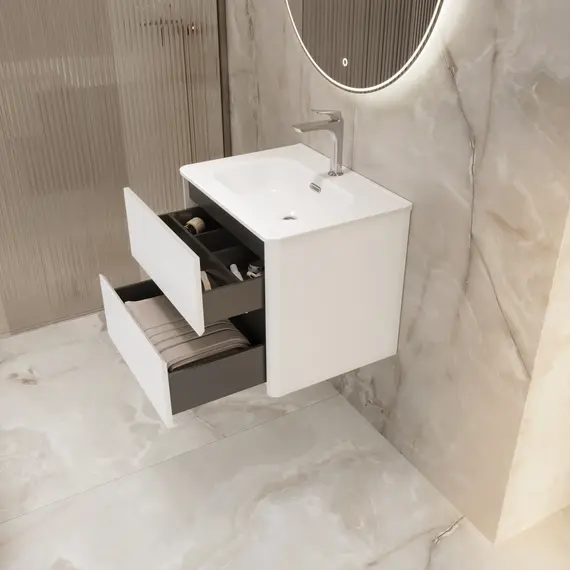 Тумба подвесная 1Marka Mona   2ящика, белый