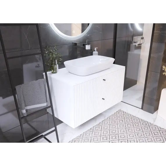 Тумба подвесная 1Marka Desire  2ящика монолит айсберг/найт/эмаль белая