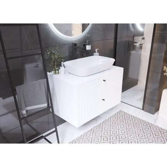 Тумба подвесная 1Marka Desire  2ящика монолит айсберг/найт/эмаль белая