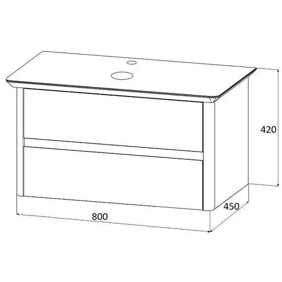 Тумба подвесная 1Marka Monro  2ящика, серый столешница/стекло