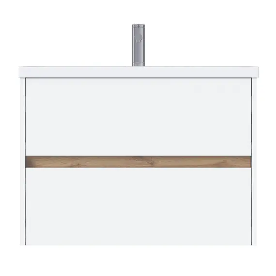 Тумба подвесная 1Marka Veil  2ящика, белая аляска/дуб вотан