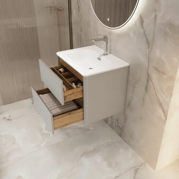 Тумба подвесная 1Marka Mona  2ящика, агатовый серый