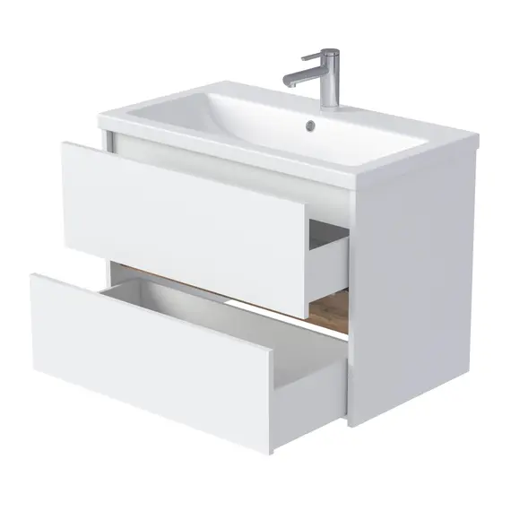 Тумба подвесная 1Marka Veil  2ящика, белая аляска/дуб вотан