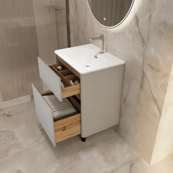 Тумба напольная 1Marka Mona  2ящика, агатовый серый