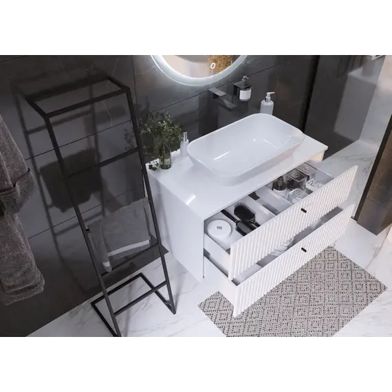 Тумба подвесная 1Marka Desire  2ящика монолит айсберг/найт/эмаль белая