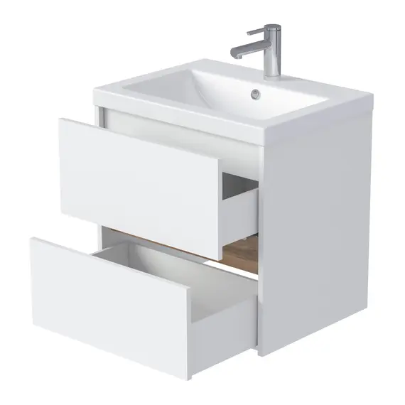 Тумба подвесная 1Marka Veil  2ящика, белая аляска/дуб вотан