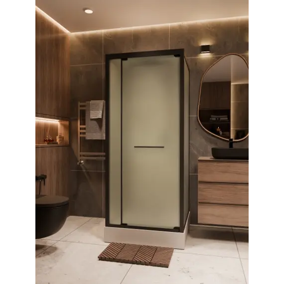 Душевая кабина пристенная Frank 401M Black 90х90х210 черный/матовое