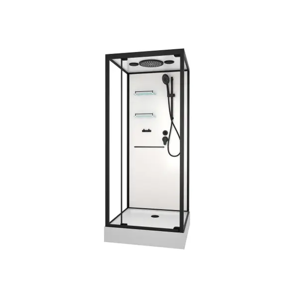 Душевая кабина пристенная Frank 401M Black 90х90х210 черный/матовое