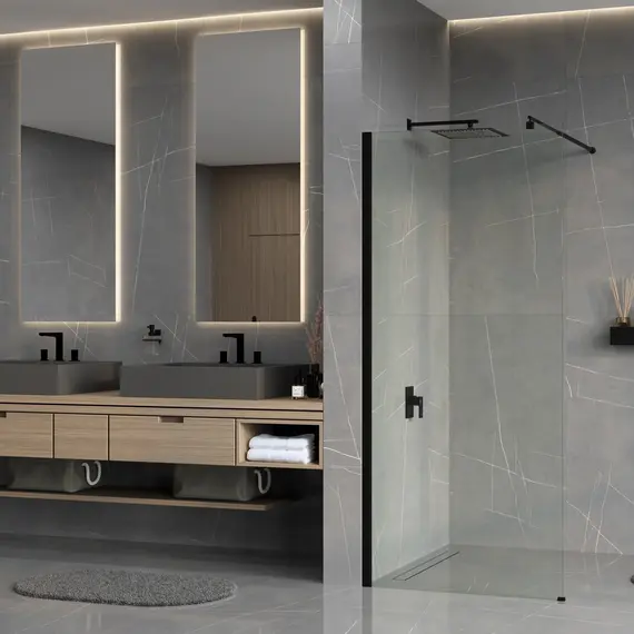 Душевая перегородка WasserKRAFT Rur 30W MB  прозрачное/черный