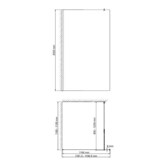 Душевая перегородка WasserKRAFT  Rur  30W MB-MG матовое/черный