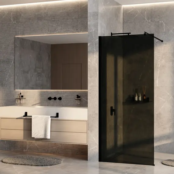 Душевая перегородка WasserKRAFT Rur 30W MB-TG тонирован/черный