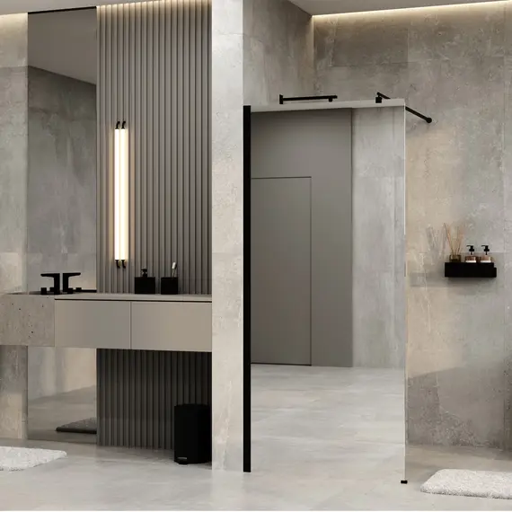 Душевая перегородка WasserKRAFT Rur 30W  MB-MR зеркальное/черный