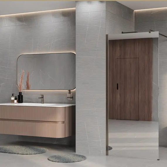 Душевая перегородка WasserKRAFT Rur 30W  BN-MR зеркальное/никель