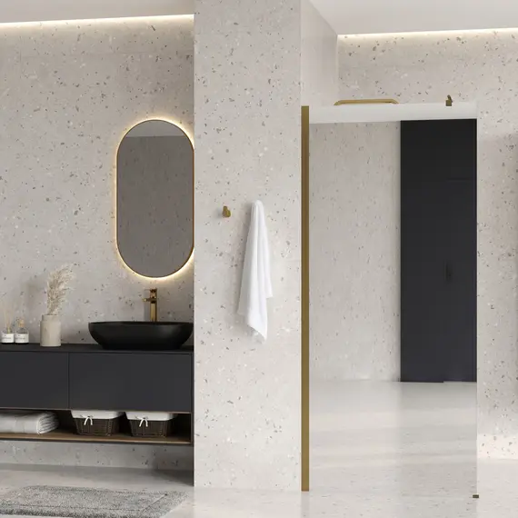 Душевая перегородка WasserKRAFT Rur 30W PG-MR зеркальное/глянц.золото