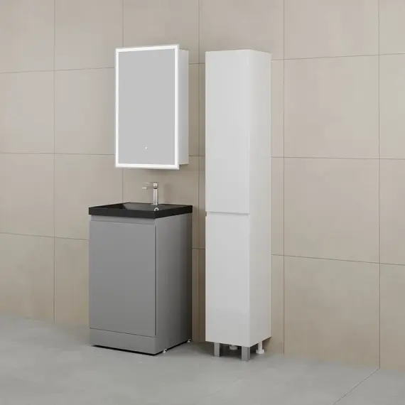 Тумба напольная "БАТЛЕР" (1 ящ.) с раковиной ASTI 50 Люкс антискрейтч серый PLUS