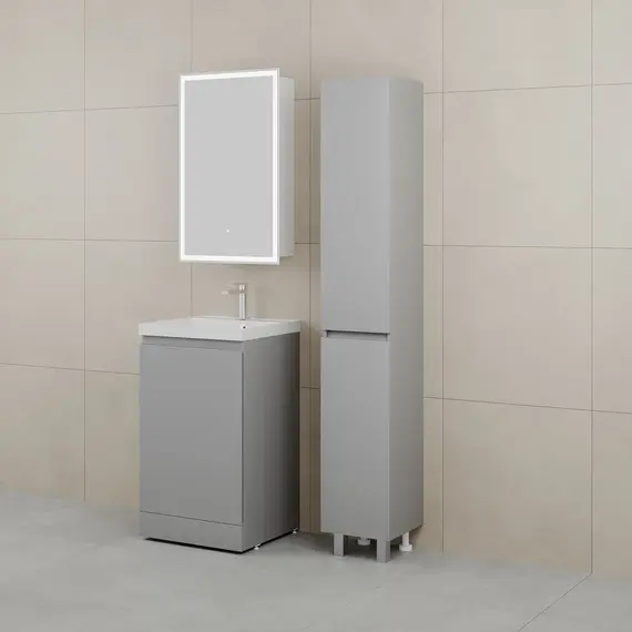 Тумба напольная "БАТЛЕР" (1 ящ.) с раковиной ASTI 50 Люкс антискрейтч серый PLUS