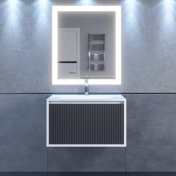 Тумба подвесная  Uperwood Next Premium  белая/графит, 1/2 ящика