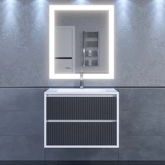 Тумба подвесная  Uperwood Next Premium  белая/графит, 1/2 ящика