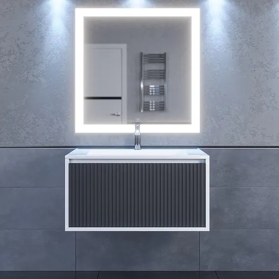 Тумба подвесная  Uperwood Next Premium  белая/графит, 1/2 ящика