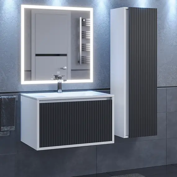 Тумба подвесная  Uperwood Next Premium  белая/графит, 1/2 ящика