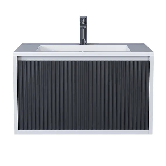 Тумба подвесная  Uperwood Next Premium  белая/графит, 1/2 ящика