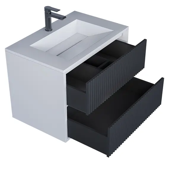 Тумба подвесная  Uperwood Next Premium  белая/графит, 1/2 ящика