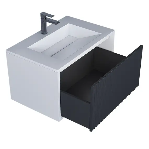 Тумба подвесная  Uperwood Next Premium  белая/графит, 1/2 ящика