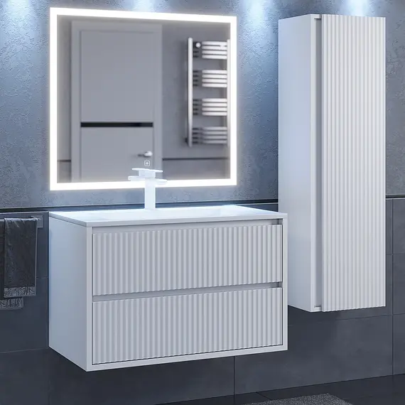 Тумба подвесная  Uperwood Next Premium  белая, 1/2 ящика