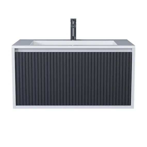 Тумба подвесная  Uperwood Next Premium  белая/графит, 1/2 ящика