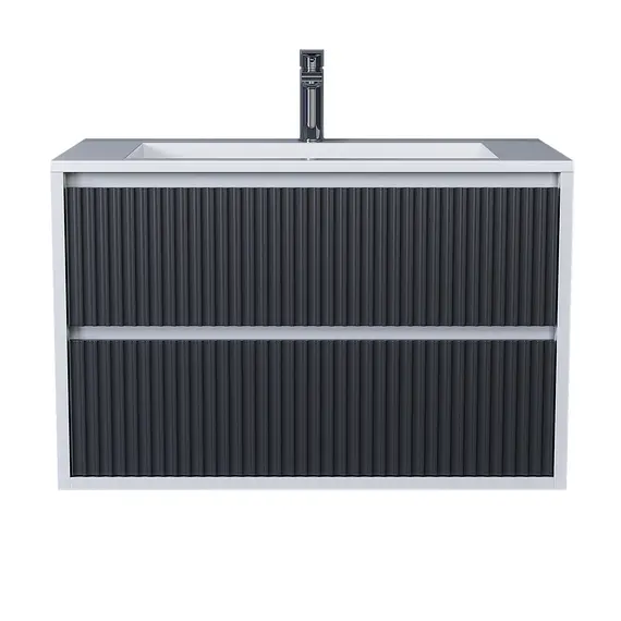 Тумба подвесная  Uperwood Next Premium  белая/графит, 1/2 ящика